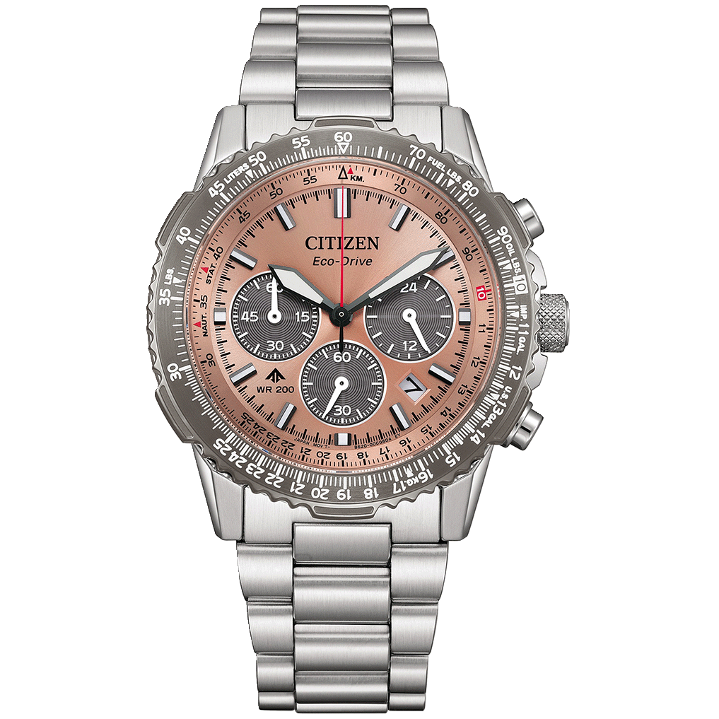 RChâteauHautGrandJean&Châteaude Citizen CA4664-60X Chronograph | Eco-Drive, 200M WR, Salmon Dial